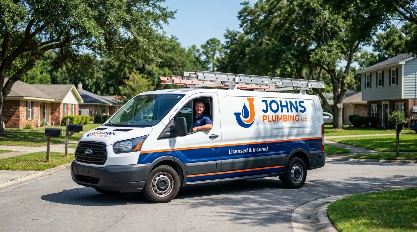 Johns Plumbing LLC service van in Dakota City, NE
