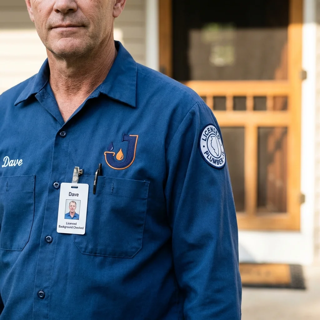 Licensed plumber showing ID badge in Dakota City, NE