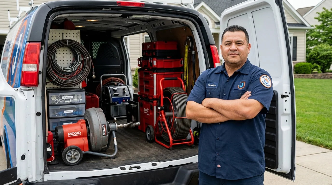 Professional drain cleaning equipment and Johns Plumbing LLC plumber in Dakota City