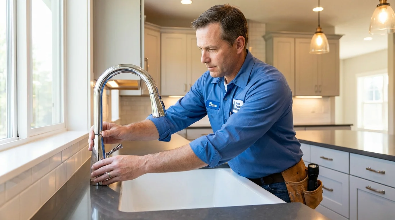 Kitchen faucet installation by Johns Plumbing LLC in Dakota City